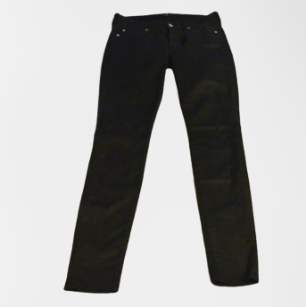 7 for all mankind coated black skinny jeans 27